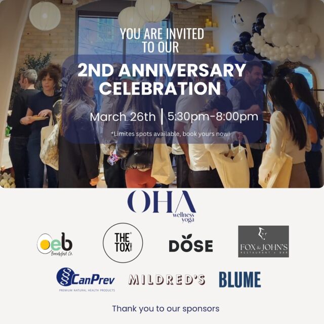 🎉 Our 2nd Anniversary Celebration is just ONE week away! 
Only a couple of spots left! 

We’re beyond excited to celebrate with you, and we couldn’t have made it happen without the generous support of our amazing sponsors! There will be lots of surprises at the celebration, and trust us, you won’t want to miss it!

*Feel free to join us for as long as you can, no need to stay for the entire event.

✨ Big Prize Alert! ✨
One lucky winner will take home an incredible prize pack, including:

🎁A $100 Gift Basket from @oeb_breakfast 
🎁A $75 Gift Card from @mildredstemplekitchen 
🎁A 60-Minute Master Tox ($299 value) from @thetoxtoronto 
🎁Fabulous @canprev Products ($200 value)
🎁An Unlimited Month at @ohawellness ($199 value) 

Book your spot now via our link in bio to join the fun on Wednesday March 26th from 5:30pm-8:00pm.